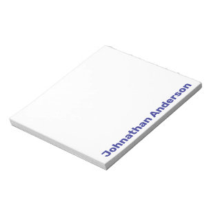 Bloco De Notas Personalizado Seu Nome Azul e Branco