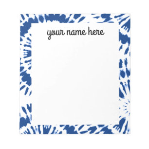 Bloco de Notas Personalizado Tie Dye Azul Índigo