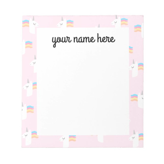 Bloco de Notas Personalizado Unicorn (Frente)