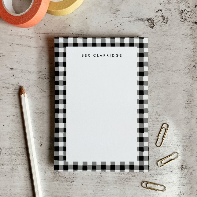 Bloco De Notas Personalizado Xadrez Preto e Branco (Black and White Checkered Personalized Post-it Notes)