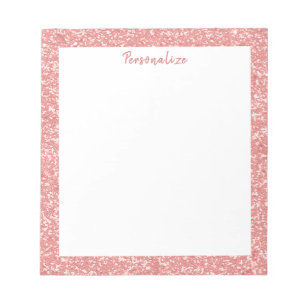 Bloco De Notas Personalizar Borda de Sparkle Glitter Rosa Glam