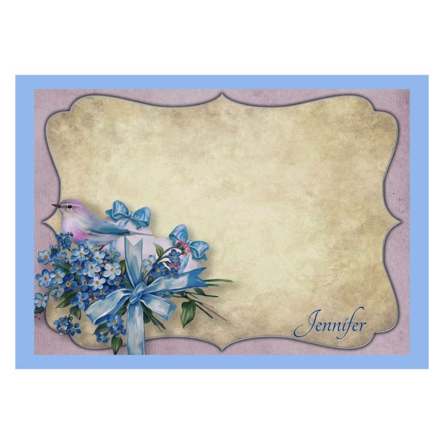 Bloco De Notas Personalizar nome Bluebird Forget-Me-Knots (Criador carregado)