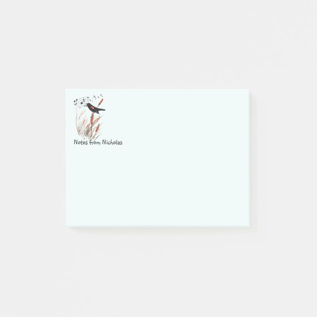 Bloco De Notas Personalizar Nome Divertido Red-Winged Blackbird N (Frente)
