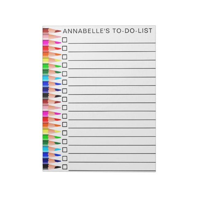 Bloco De Notas Personalizar os lápis coloridos do arco-íris para  (Invertido)