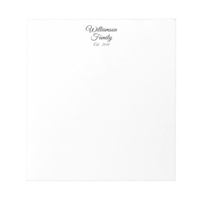 Bloco De Notas Personalizar sobrenome do Casal, ano, negócios (Frente)