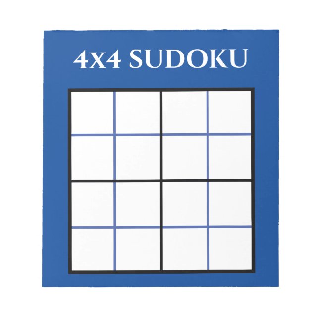 Bloco De Notas Personalizável 4 por 4 Modelo Sudoku Azul (Frente)