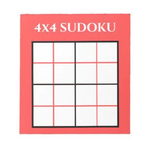 Bloco De Notas Personalizável 4 por 4 Modelo Sudoku Vermelho