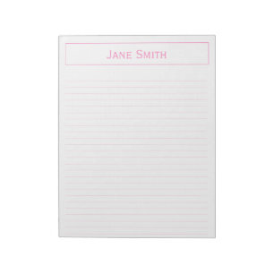 Bloco De Notas Personalize: Cor-de-rosa mínimo incorporado e