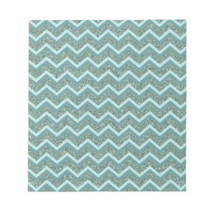 Bloco De Notas Personalize esta Glitter Teal ZigZag
