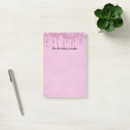 Bloco De Notas Personalize Gotejando Glitter Rosa Forrado 
