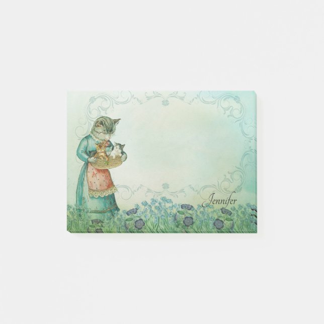 Bloco De Notas Personalize o nome Gatinhos Vitorianos Doces (Frente)