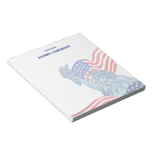 Bloco De Notas Personalized American Flag Patriotic USA  (Inclinado)