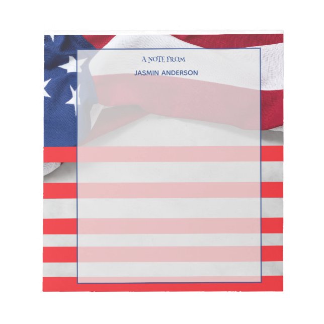 Bloco De Notas Personalized American Flag Patriotic USA  (Frente)