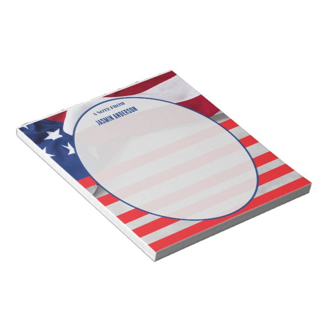Bloco De Notas Personalized American Flag Patriotic USA  (Inclinado)