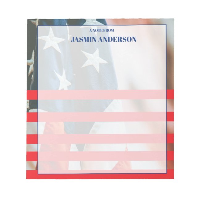 Bloco De Notas Personalized American Flag Patriotic USA  (Frente)