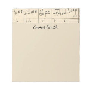 Bloco De Notas Personalized Antique Sheet Music