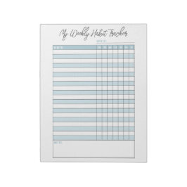 Bloco De Notas Personalized Blue Weekly Habit Tracker Notepad