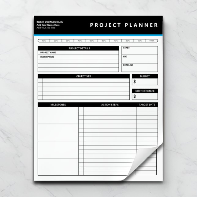 Bloco De Notas Personalized Business Project Planner Notepad (Criador carregado)