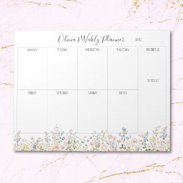 Bloco De Notas Personalized Colorful Flower Floral Weekly Planner