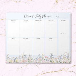 Bloco De Notas Personalized Colorful Flower Floral Weekly Planner