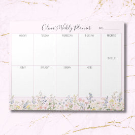 Bloco De Notas Personalized Colorful Flower Floral Weekly Planner
