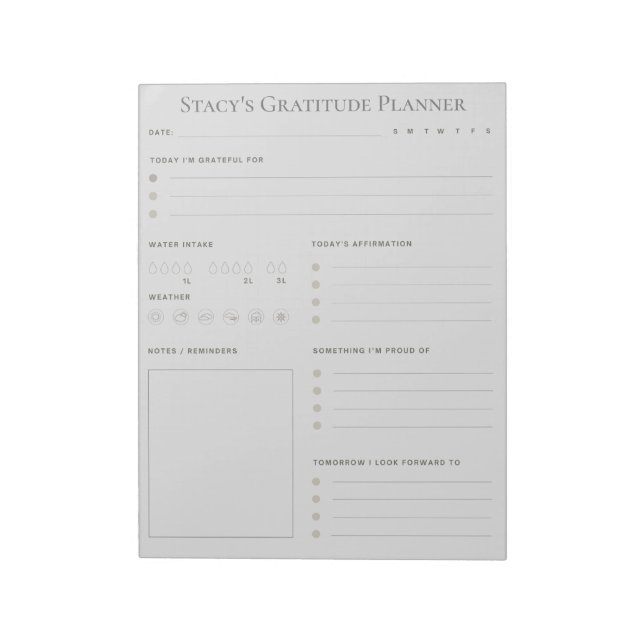 Bloco De Notas Personalized Daily Gratitude Planner  (Invertido)