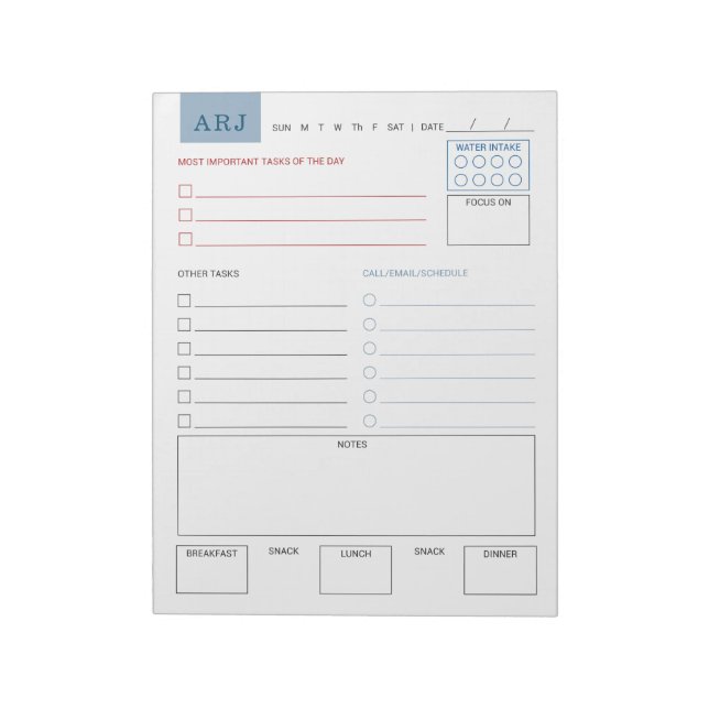 Bloco De Notas Personalized Daily Tasks Large Notepad (Invertido)