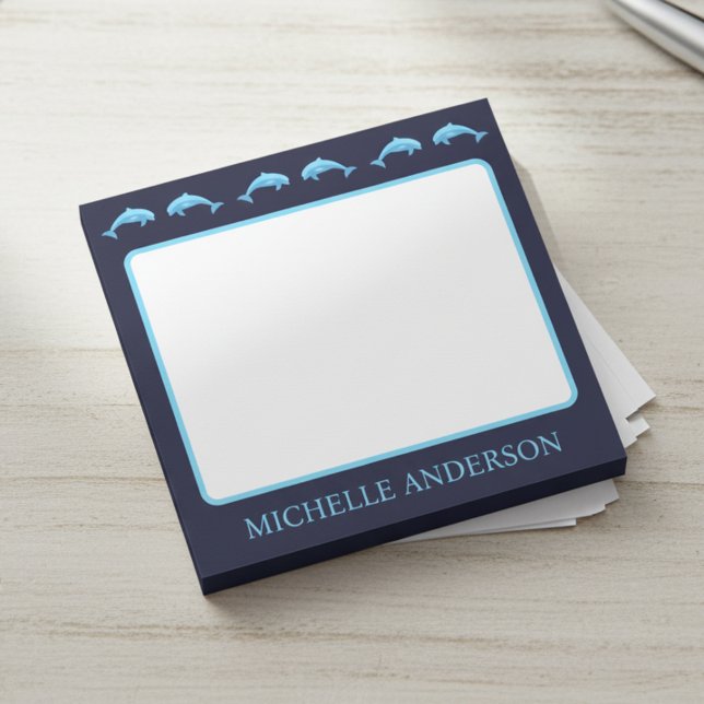 Bloco De Notas Personalized Dolphins Post-it Notes with Name (Custom name post-it notes for dolphin lovers.)