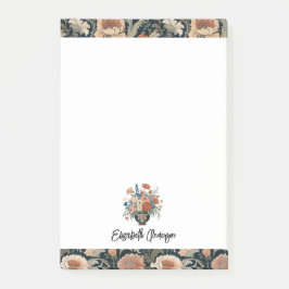 Bloco De Notas Personalized Elegant Dark Floral