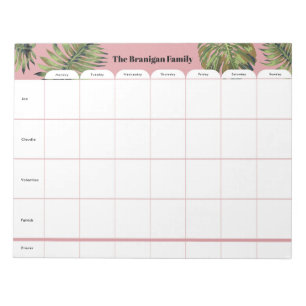 Bloco De Notas Personalized Family Weekly Planner