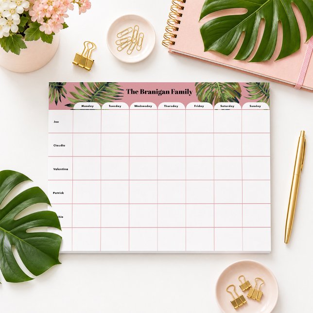 Bloco De Notas Personalized Family Weekly Planner Notepad (Criador carregado)