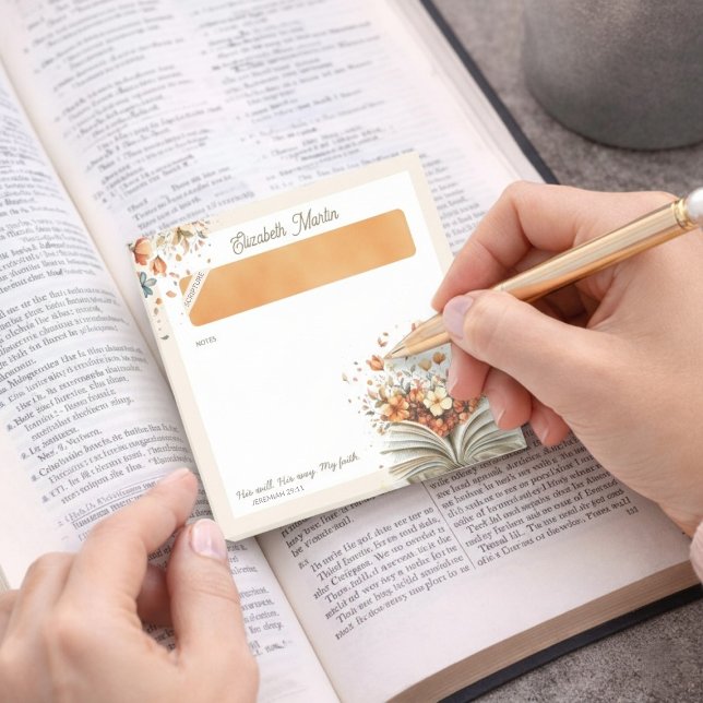 Bloco De Notas Personalized Floral Bible Scripture Christian  (Personalized Floral Bible Scripture Christian Post-it Notes)