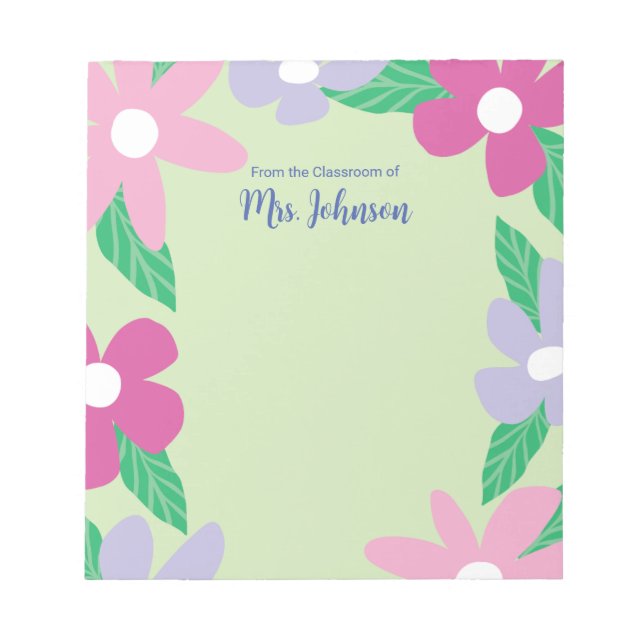 Bloco De Notas Personalized Floral Teacher (Frente)