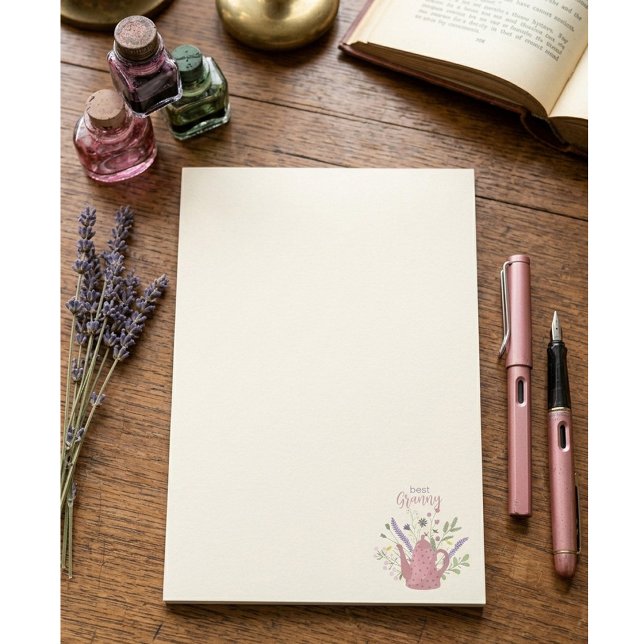 Bloco De Notas Personalized Floral & Teapot Notes (Criador carregado)