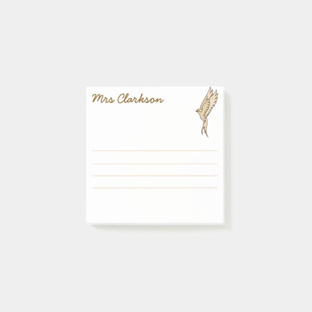 Bloco De Notas Personalized Gold Swallow for Homeschool parents (Frente)