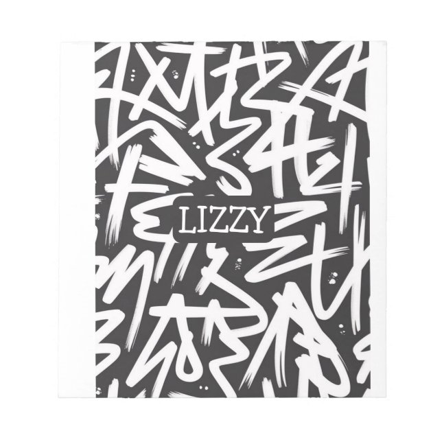 Bloco De Notas Personalized Graffiti Name Pattern — Custom Urban (Frente)