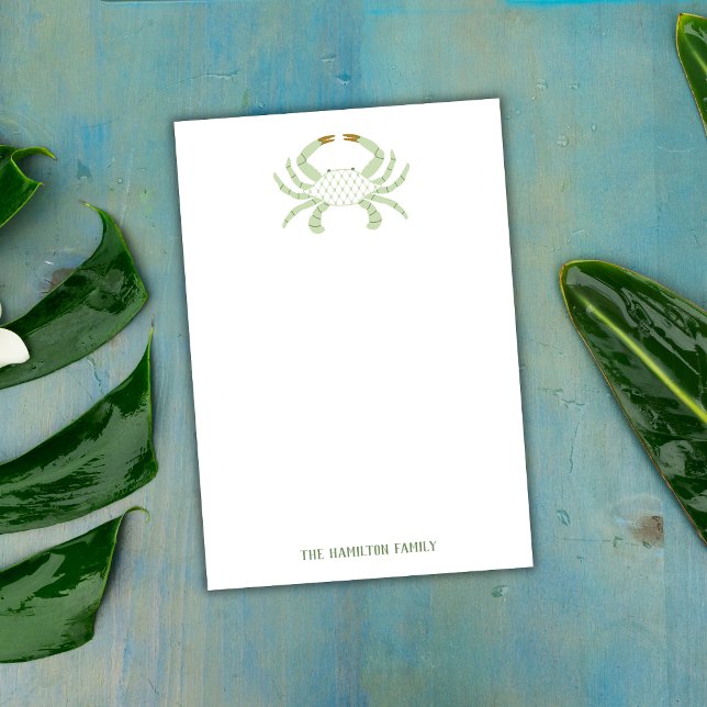 Bloco De Notas Personalized Green Crab, Coastal Sticky Notes (Criador carregado)