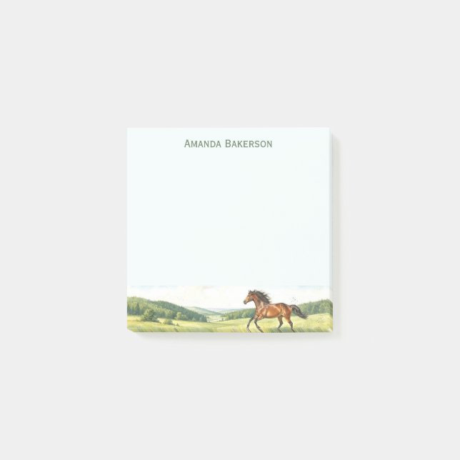 Bloco De Notas Personalized Horse Stationery Customized Name (Frente)
