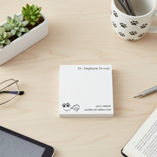Bloco De Notas Personalized Infinity Heart and Paws Post-it Notes