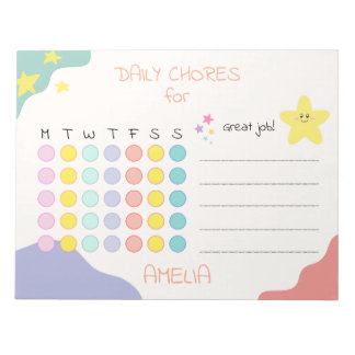 Bloco De Notas Personalized Kids Chore Chart Encouraging Rewards