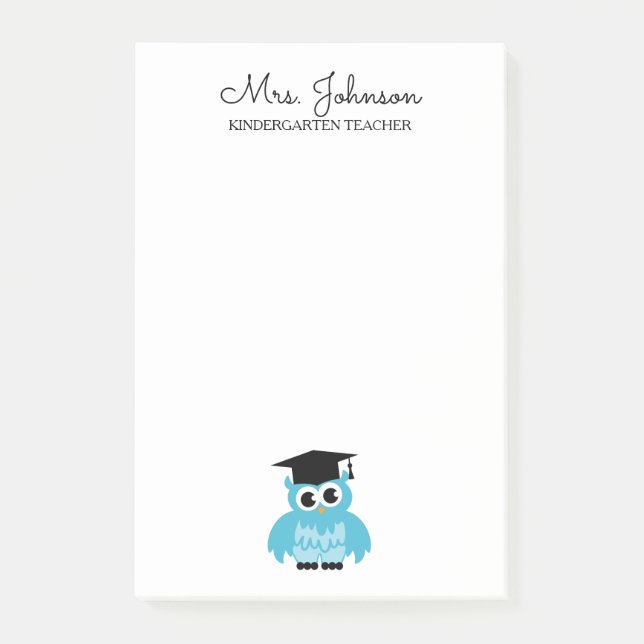 Bloco De Notas Personalized kindergarten school teacher funny owl (Frente)