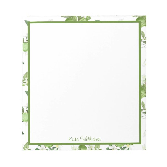 Bloco De Notas Personalized Lime Floral Notepad (Frente)