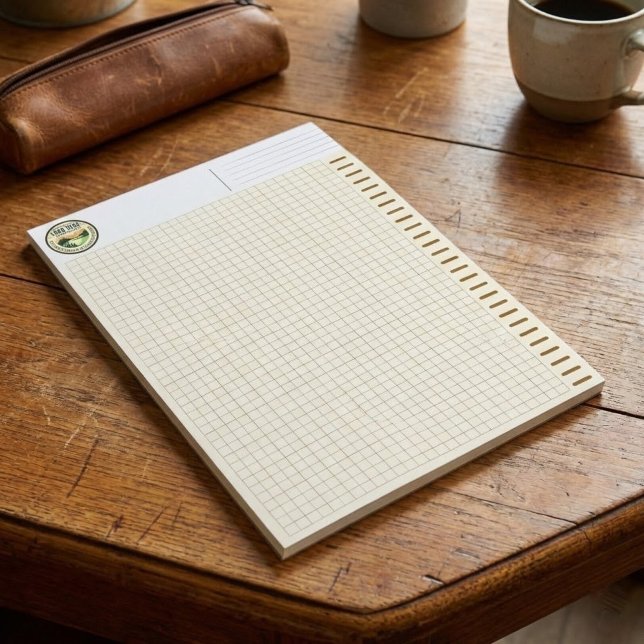 Bloco De Notas Personalized Logo, Brown Engineering Graph Paper (Engineering Computation Pad with logo, classic green grid graph paper)