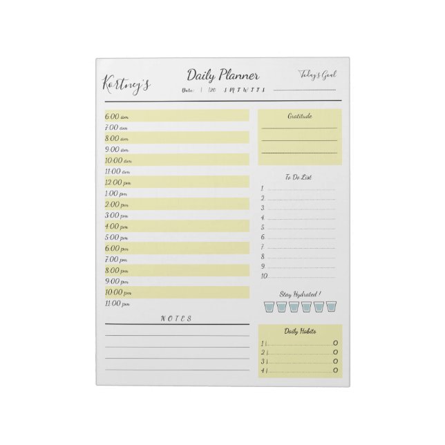 Bloco De Notas Personalized Name minimal daily planner Notepad (Invertido)