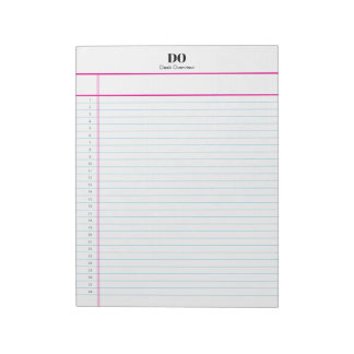 Bloco De Notas Personalized Name Monogram Numbered List Notepad
