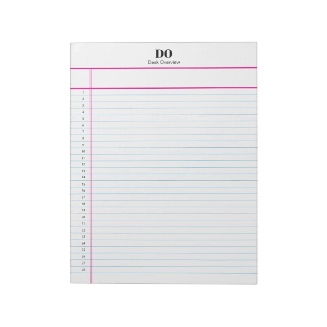 Bloco De Notas Personalized Name Monogram Numbered List Notepad (Invertido)