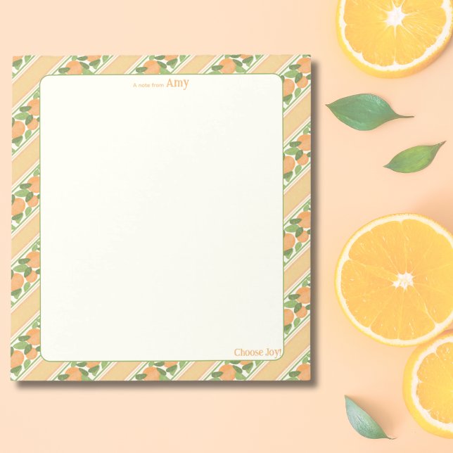 Bloco De Notas Personalized Orange Grove Striped Notepad   (Personalized Orange Grove Striped Notepad  )