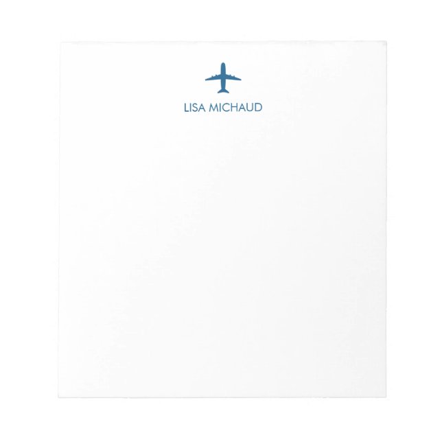 Bloco De Notas Personalized Pilot Modern Airplane (Frente)