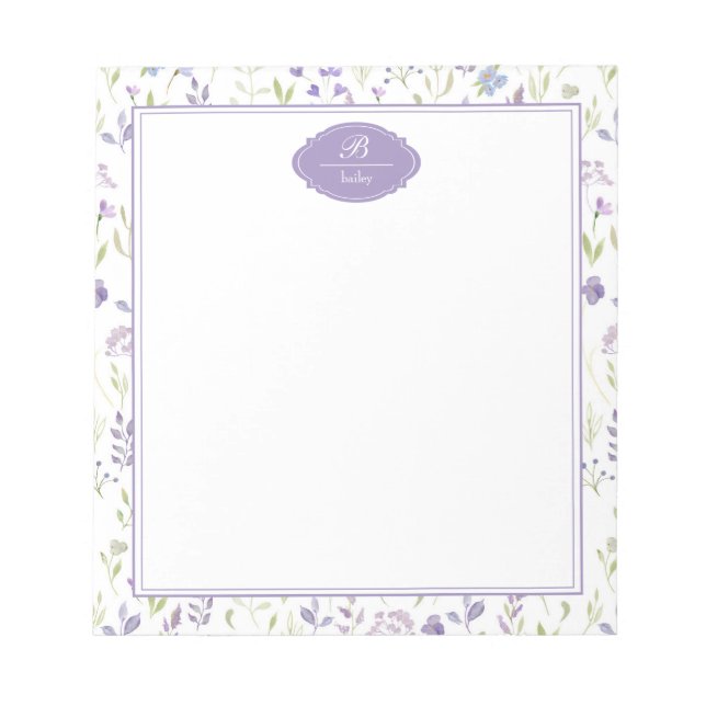 Bloco De Notas Personalized Purple Wildflower Floral (Frente)