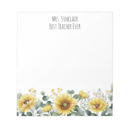 Bloco De Notas Personalized Sunflower Flower Teacher Appreciation